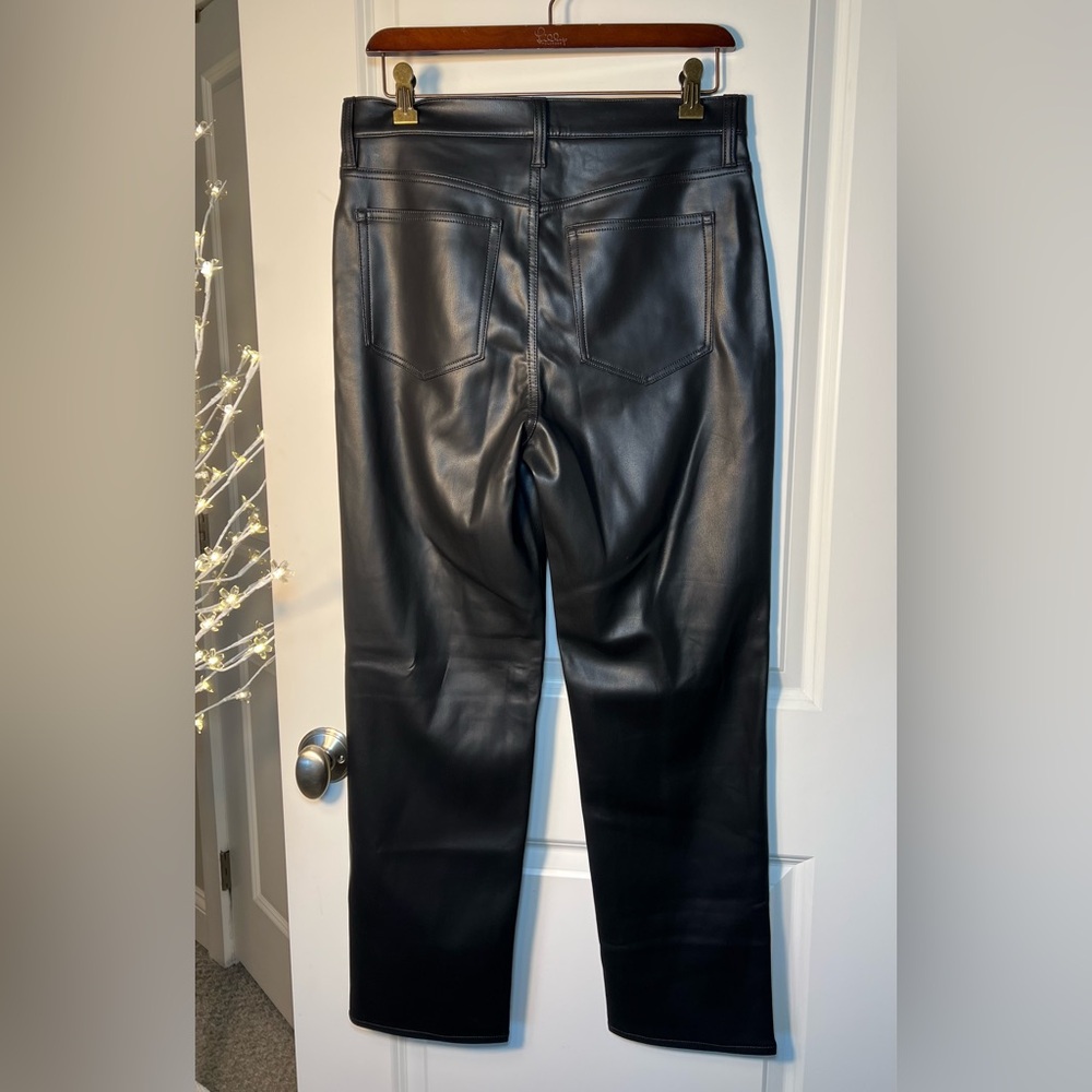 J. Crew Black Faux Leather Straight Leg Pants Size 29/8 - Picture 3 of 14